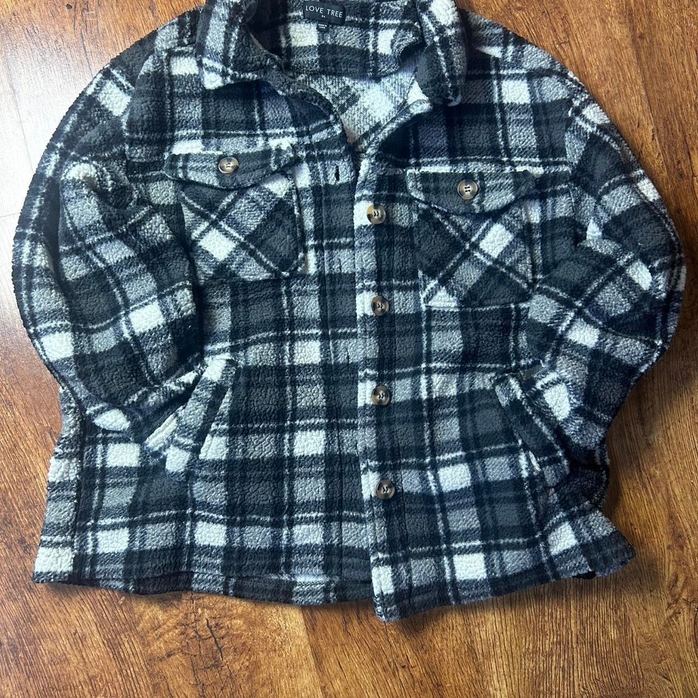 Cozy Women Gray Plaid Sherpa Lined Shacket Cabin Core lumberjack Jacket 2XL